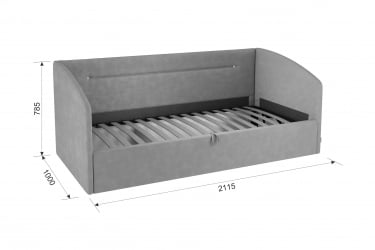 Односпальная кровать с подъемным механизмом Альба (Софа) КМ.S-16 графит (велюр)