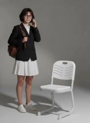 Стул ученический регулируемый пластиковый (рост 5-7) Белый