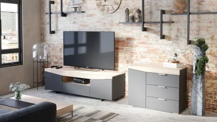 Современная тумба ТВ тип 1 Дуб Сонома/Графит Серый
