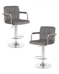 Стул барный ДОБРИН КРУГЕР АРМ (серый велюр (МДЖ9-75)) 2 шт / DOBRIN KRUGER ARM (MJ9-75))