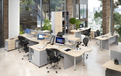 Шкаф со стеклянными дверьми ОФФИКС-НЕВ ОМC 87.2 Металлик / OFFIX-NEW OMC