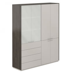 Шкаф высокий двойной Atlas NZ-0321+NZ-0332.BT.GS Бренсон Трюфель Серый камень