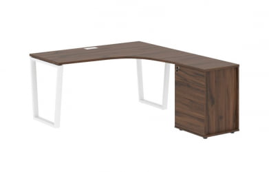 Стол эргономичный с тумбой правый EDIS EVCET 1518 R Дуб Денвер темный Белый