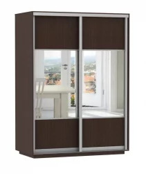 Шкаф-купе со стеклом Экспресс Дуо Комби 1600х2400h Венге