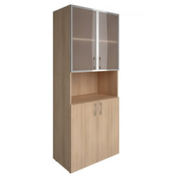 Шкаф книжный со стеклом в раме Лакобел без топа ЙАЛТА ЛТ-СТ 1.4Р вхите Снежная Патина / Lacobel YALTA LT-ST 1.4R white