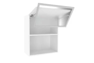 Шкаф кухонный 600 горизонтальный с 2 складными дверями комбинированный со стеклом Шервуд ЛД 281.971.000.174 Белый Белый глянец