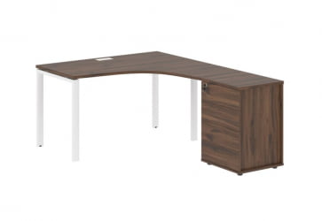 Стол эргономичный с тумбой правый EDIS EUCET 1318 R Дуб Денвер темный Белый