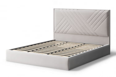 Кровать МИРА 2000*1800мм (без опор), велюр НЕО 02 (бежевый), (б/основания, б/матраса) / NEO