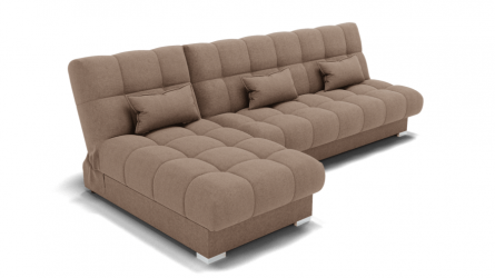 Диван Фиеста-2 угол левый/правый (ЗР) Цвет фасада: Светло коричневый; Тип: Левый/правый; Материал фасада: Металл/Велюр