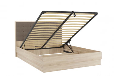 Двуспальная кровать я ящиком Николь SKN-01 дуб сонома/какао (рогожка)