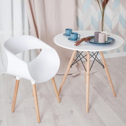 Круглый стол CINDY NEXT (mod. 70-80 MDF) металл/мдф/бук, D70х75см, белый/натуральный