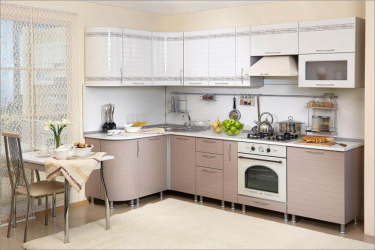 Кухонный гарнитур угловой Анастасия №7 Белый Капучино