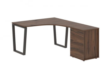 Стол эргономичный с тумбой правый EDIS EVCET 1318 R Дуб Денвер темный Мокко