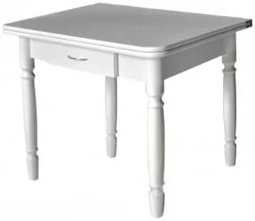 Стол обеденный Ломберный с ящиком 1 кат 4040 мат Ноги белые ЛДСП белый