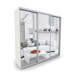 Шкаф-купе трехстворчатый с зеркалом Акцент-Сим З 1500х600 Выбеленное дерево