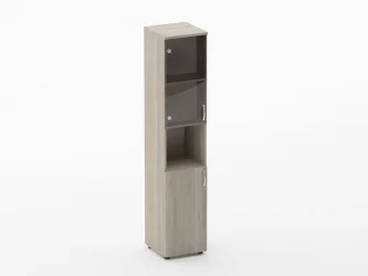 Шкаф высокий со стеклом и нишей Glassy 6.19.14Л Дуб сантана светлый