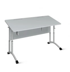 Стол ученический 2-местный регулируемый (ростомат) (рост 3-5) 1200х500 мм ЛДСП Бук/Металл Серый
