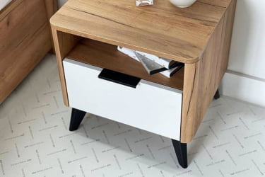 Тумба прикроватная Адам MSA-01 дуб крафт золотой/белое дерево