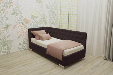 Детская кровать 190 90 ВЕРСАЛЬ БЕЗ ОСНОВАНИЯ (BERHOUSE) Материал фасада: Металл/Велюр; Спальное место: 900х1900; Цвет: Капучино