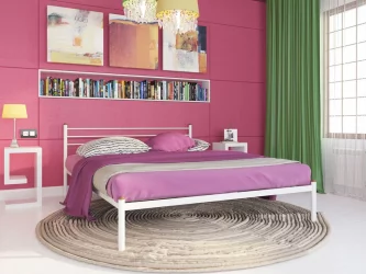 Кровать двуспальная из металла Милана 160х190 Белый