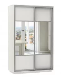 Шкаф-купе двухдверный Экспресс Дуо Комби 1400х2400х Белый снег / 1400х2400h