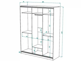 Шкаф-купе 2-х дверный Виктория 1800х584х2300, Дуб сонома светлый 18ДЗЗЗДЗЗЗ-ЯШШШ-Дсс 310-848