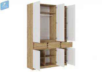 Шкаф 3-створчатый ШК-002 БОСТОН дуб крафт золотой/Белый глянец