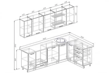 Угловая кухня Антрацит 2600х1600