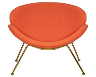 Кресло дизайнерское DOBRIN EMILY (оранжевая ткань AF, золотое основание) 2 шт