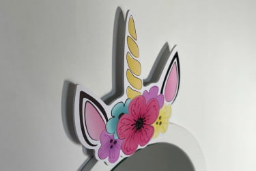 Детский стол со стульчиками Единорожка MK-0020 Белое дерево/белый (плюш)