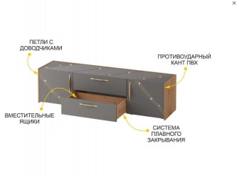 ТВ-тумба Монако 605.03 Дуб Вотан Оникс Графит
