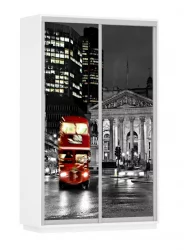 Шкаф-купе двухдверный Экспресс Дуо 1400х2200h Лондон/Белый снег