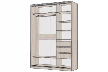 Шкаф-купе 2-х дверный Виктория 1600х584х2300, Ясень шимо светлый 16ДЛЛЛДЛЛЛ-ПЯ-Яшс 310-424