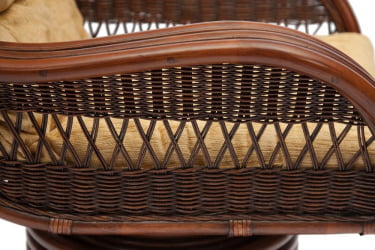 Кресло-качалка ANDREA Relax Medium /с подушкой/ Pecan Washed (античн. орех), Ткань рубчик, цвет кремовый