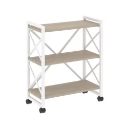 Стеллаж на колесных опорах - 3 полки LOFT  VR.L-MST.K-3.8 Металл белый Дуб Аттик