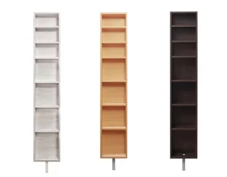 Узкий шкаф в черном глянцевом стекле Зум Шелф Молочный дуб