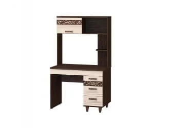 Стол компьютерный с надстройкой Катрин 92.26+92.27 Дуб венге Белый песок Браун вуд