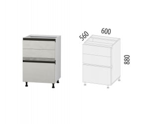 Напольный шкаф (3 ящика с доводчиком Titusoft) Бостон 61