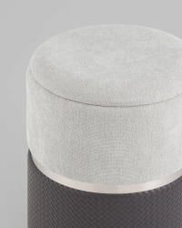 Пуф Кэрри с ящиком серо-черный шенилл с экокожей