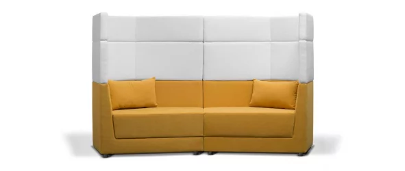 Диван с трехъярусной спинкой левый Элемент 2Б3 Желтый/Белый