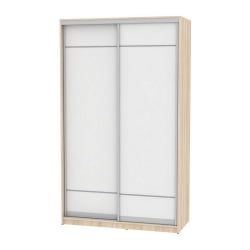 Белый шкаф-купе в прихожую B-220х135х60-3(ДСС-Белый-D7D7)