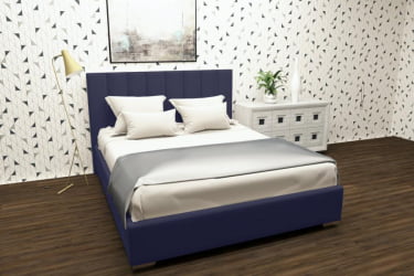 Кровать 180 на 200 Терра с подъемным механизмом Цвет фасада: Синий; Материал фасада: Металл/Велюр; Спальное место: 1800х2000 мм
