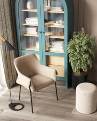 Пуф-столик с ящиком Хюгге S букле бежевый