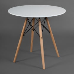 Круглый стол CINDY NEXT (mod. 70-80 MDF) металл/мдф/бук, D80х75см, белый/натуральный