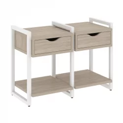 Тумба на регулируемых опорах наборная. Вариант №1 LOFT VR.L-TN-1.O Металл белый Дуб Аттик