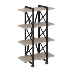 Стеллаж на колесных опорах - 4 полки LOFT  VR.L-MST.K-4.4V Металл черный Дуб Аттик