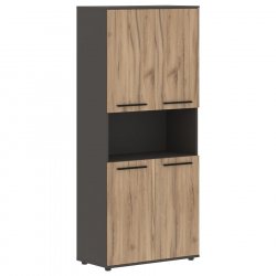 Шкаф с двумя комплектами глухих малых дверей EDIS EHCS 85.4 Дуб Денвер светлый Черный Мокко