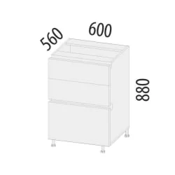 Напольный шкаф (3 ящика с метабоксами) Дакота 103.66