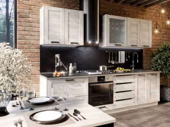 Шкаф кухонный 600 горизонтальный с 2 складными дверями комбинированный со стеклом Винченца ЛД 234.970.000.045 Белый Дуб Крафт белый