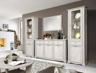 Шкаф-витрина Сохо 32.06 Бетон пайн белый